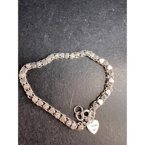 Vintage Cannetille and hearts sterling silver bracelet with charm